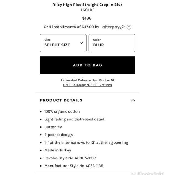 Agolde Riley High Rise Crop in “Blur” - Picture 5 of 16